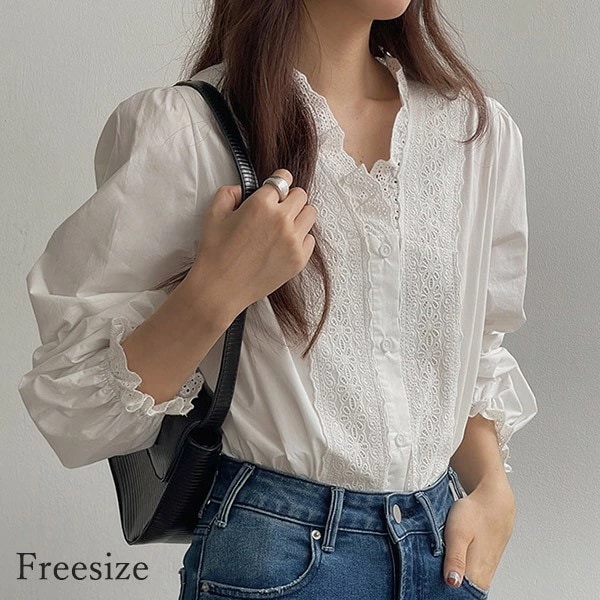 ブラウス 長袖 レディース トップス シャツ 長袖ブラウス 長袖シャツ オーバーサイズ レース 長袖 秋 春 大人可愛い 通勤 通学 デート 旅行薄手シャツ おしゃれ きれいめ