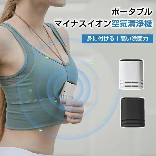 ポータブル空気清浄機 マイナスイオン 空気清浄機 首掛け 小型 軽量 マイナスイオン発生器 USB充電式 静音 PM2.5 ウイルス