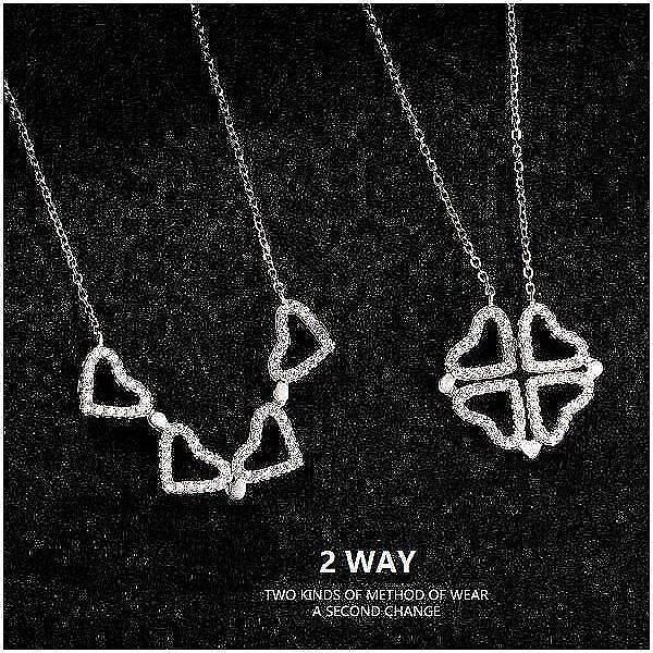 ネックレス レディース オープンハート 四つ葉 クローバー 2way シルバー925 プラチナ仕上げ ホワイトデー プレゼント 人気