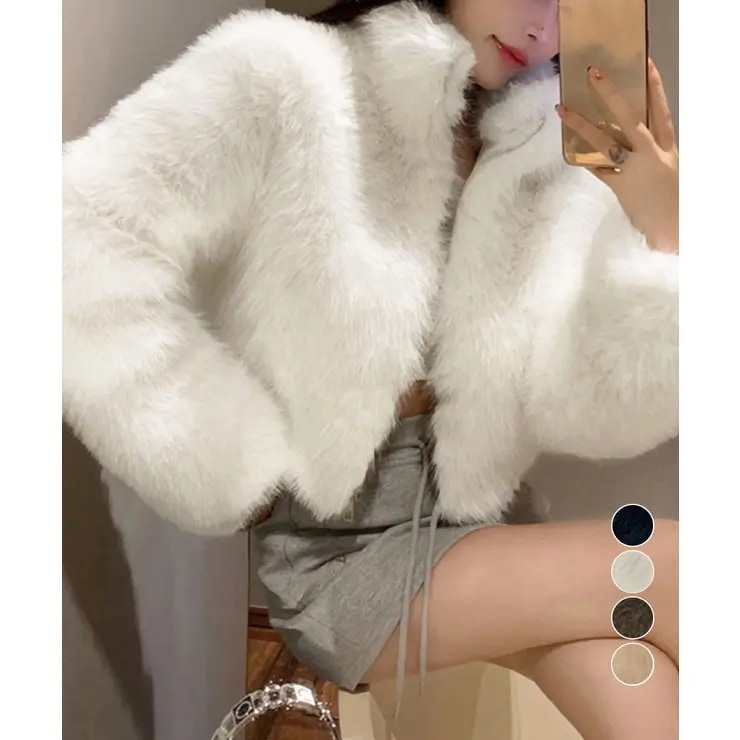 ファージャケット ふわふわファーボレロ冬