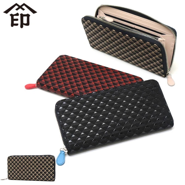 長財布 レディース メンズ 薄い 財布 ラウンドファスナー 本革 革 鹿革 軽い 軽量 小銭入れ カード おしゃれ 革財布 漆 富士山 印伝屋 上原勇七 甲州印伝 日本製 たかね 束入F 2810