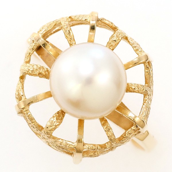 K14PG リング 13.5号 パール(真珠) 約8mm 中古