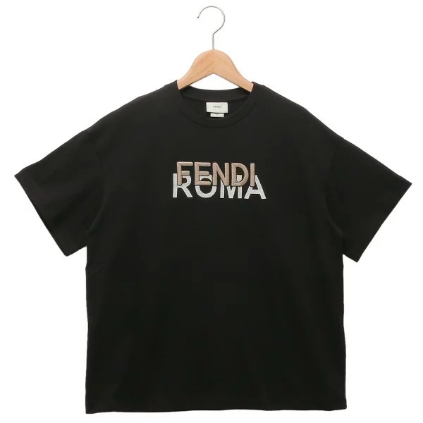 フェンディ 子供服 Tシャツ カットソー ブラック キッズ レディース FENDI JUI149 7AJ F0GME