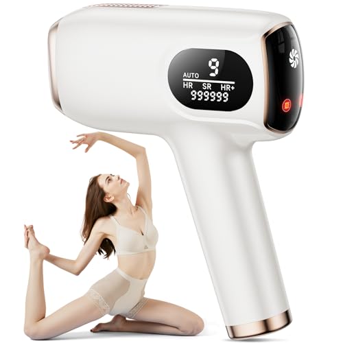 脱毛器【サロン級IPL光技術/刺激レス】VIO対応 髭 家庭用 顔/全身/Vライン 男女兼用 99万発耐久9段階調節 手動/自動照射 無痛 光美容器 保護眼鏡＆カミソリ付き たった3回で効果実感
