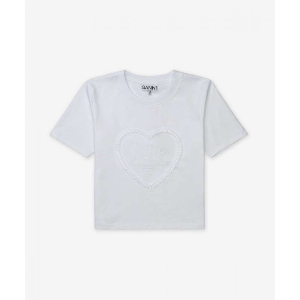 GANNI ベーシックジャージハートラグラン半袖Tシャツ T4150151