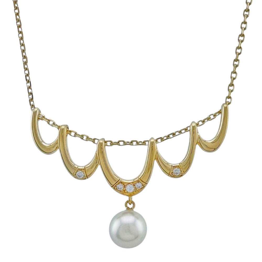 ミキモト ネックレス 18金 K18イエローゴールド パール MIKIMOTO 中古 美品