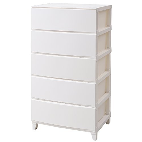 サンカ ルームス 収納 チェスト ホワイト 白 ワイド 5段 (幅54×奥行42×高さ107cm) スルっと引き出せて スキッと締まる引き出し