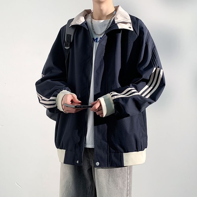 秋ジャケット工装外套男春秋新札ゆったりスタンドカラージャケット野球服秋冬スポーツ突撃衣