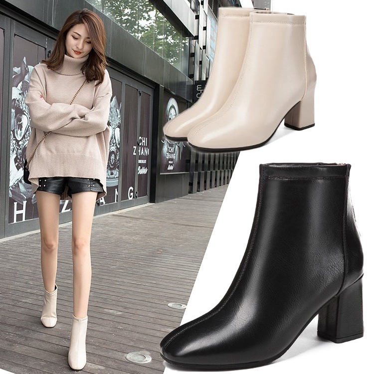 旬な履きこなし！ショートブーツ  厚底シューズ ブーティ レディース 太ヒール 大きいサイズ ショート ブーティ ブーツ ハイヒール ヒール