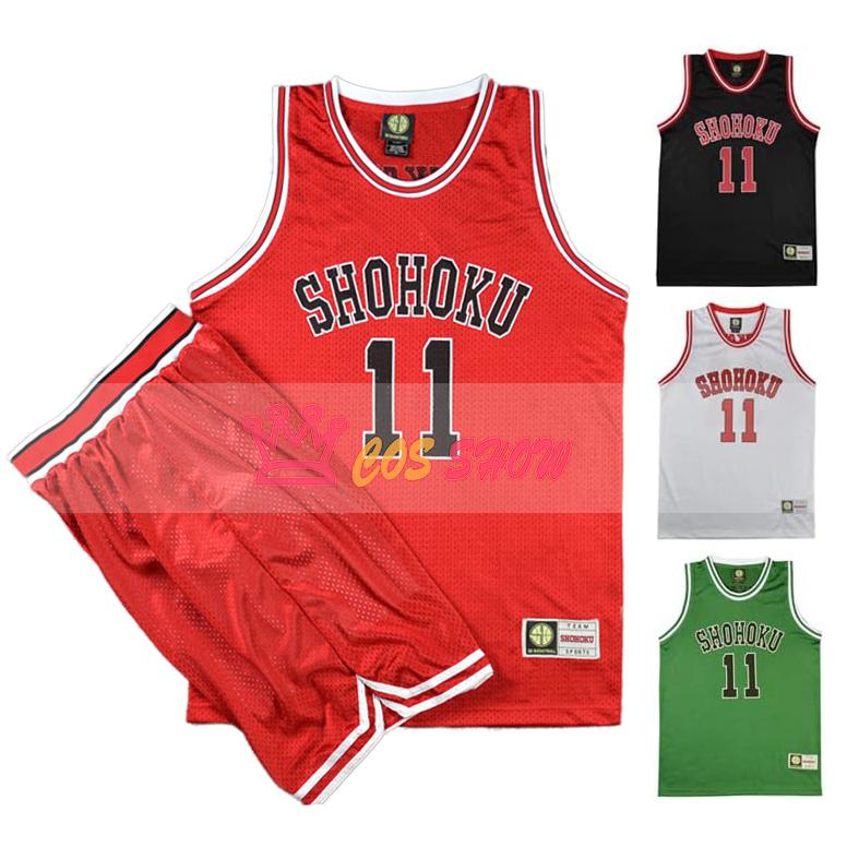 赤字販売!スラムダンク SLAM DUNK 湘北高校 SHOHOKU 11番 流川楓 上下セット ユニフォーム コスプレ衣装 大人用 変装 仮装 コスチューム 学園祭 文化祭
