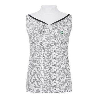 正規品 PEARLY GATES GOLF レディース モノグラム柄 モックネック ノースリーブ トップス