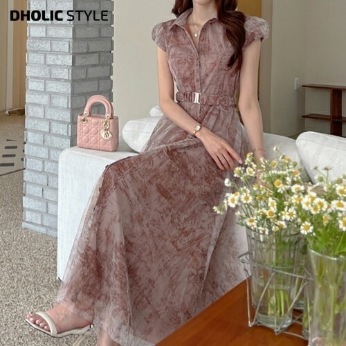 [メガ割りSALE]ベルト付トワルドジュイ柄ワンピース・p405726 7,470円