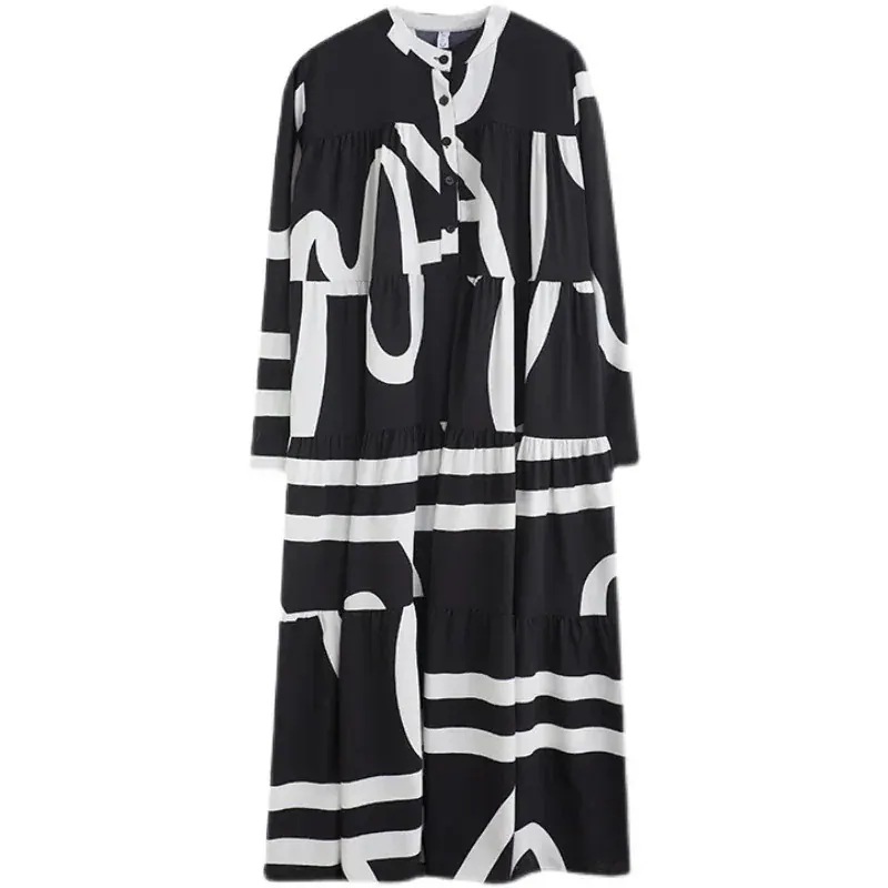 可愛いストライプシャツワンピースロング韓国ファッション大きいサイズレディース服着痩せ効果88