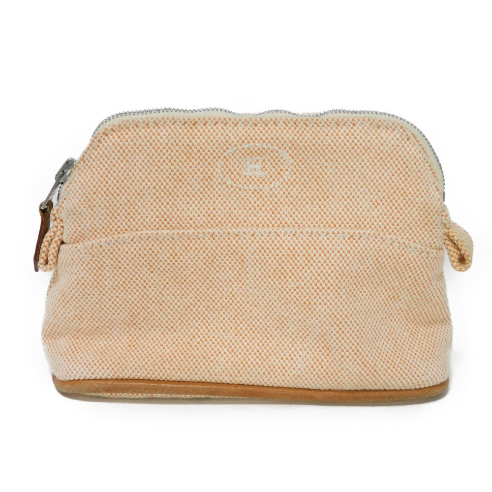 【中古】 クラッチバッグ Hロゴ 刺繡 コットン オレンジ ボリード ポーチ ミニミニ 16 TPM Hマーク