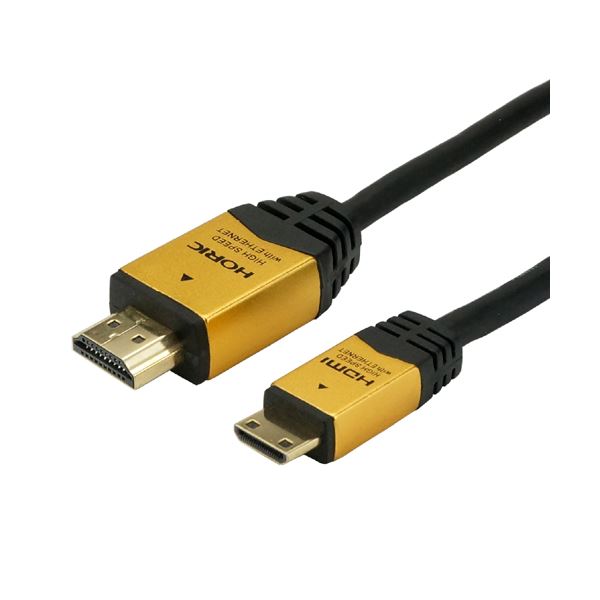 （まとめ）HORIC HDMI MINIケーブル 1m ゴールド HDM10-020MNG(×5セット)