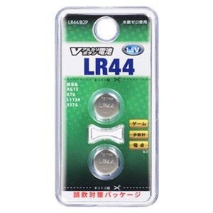 Ｖアルカリボタン電池 LR44 オーム電機 2個入 LR44/B2P 1.5Ｖ
