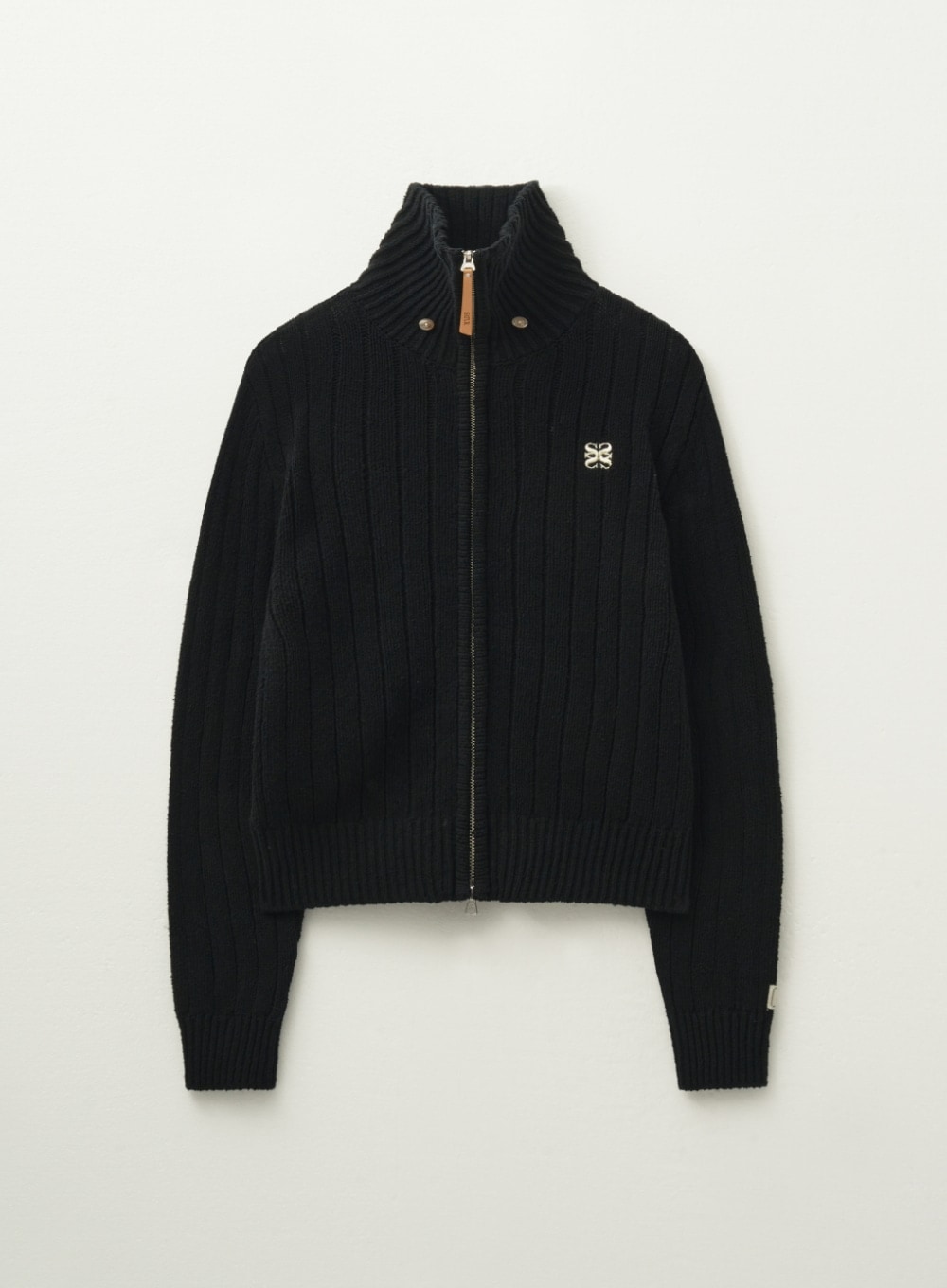 【SATUR】 (W) FARO BOUCLE KNIT ZIP-UP : BLACK
