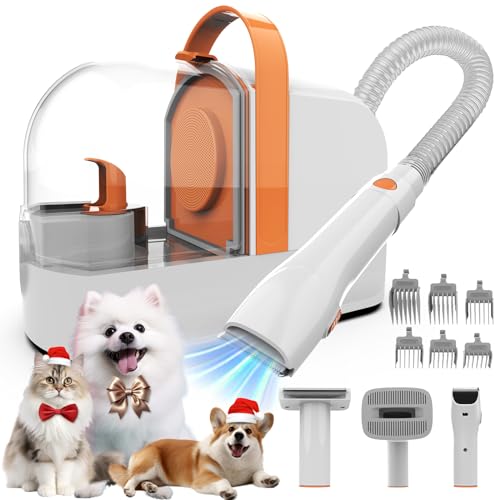 犬用バリカン ペット用バリカンセット グルーミング掃除機 12000Pa 超強力吸引 3段階調整 多機能グルーミングキット 犬 猫美容器 猫 抜け毛を自動吸引 犬用電動大容量 換毛期対策 PG10