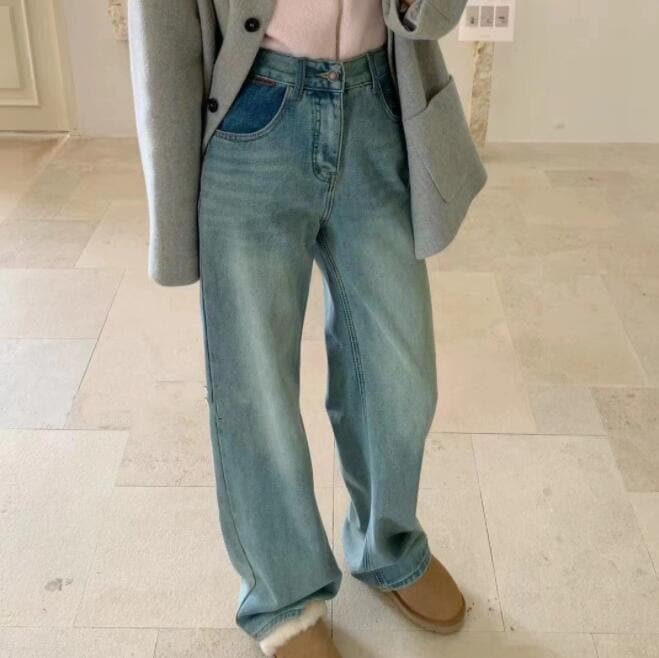 裏起毛 ワイドパンツ デニム デニムパンツ レディース 裏起毛　ロングパンツ　ストレート 大きいサイズ ジーンズ ジーパン ボトムス 体型カバー ワイド ボトムス ズボン ストレッチ 裏起毛 秋 冬