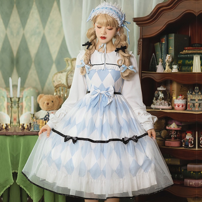 OP長袖ロリータ ワンピース ドレスコスプレ かわいい レトロイベントお嬢様 蝶結び メイド A388