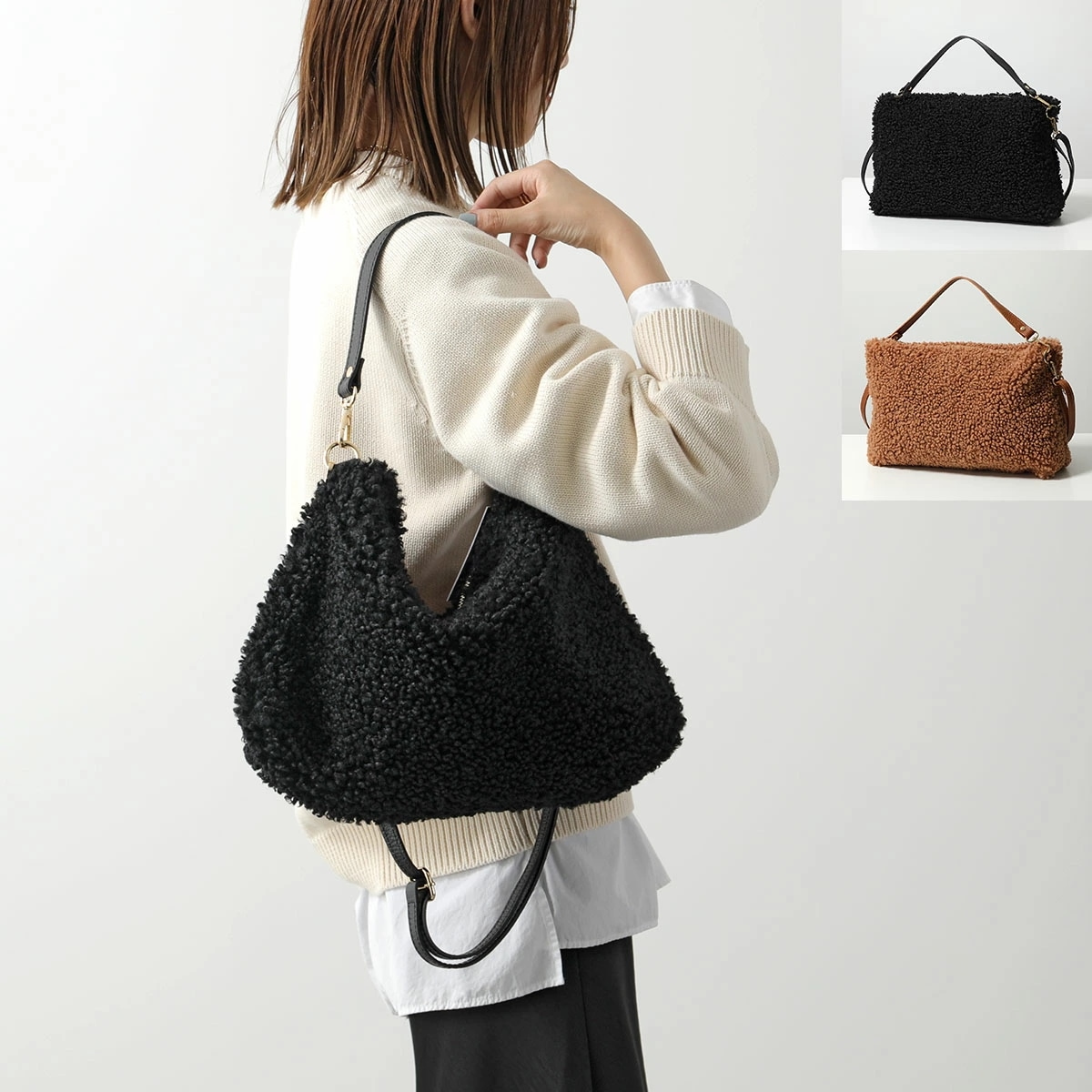 andrea cardone アンドレアカルドネ ショルダーバッグ TEDDY BAG3L レディース テディ ボア ハンドバッグ クラッチバッグ 鞄 カラー2色