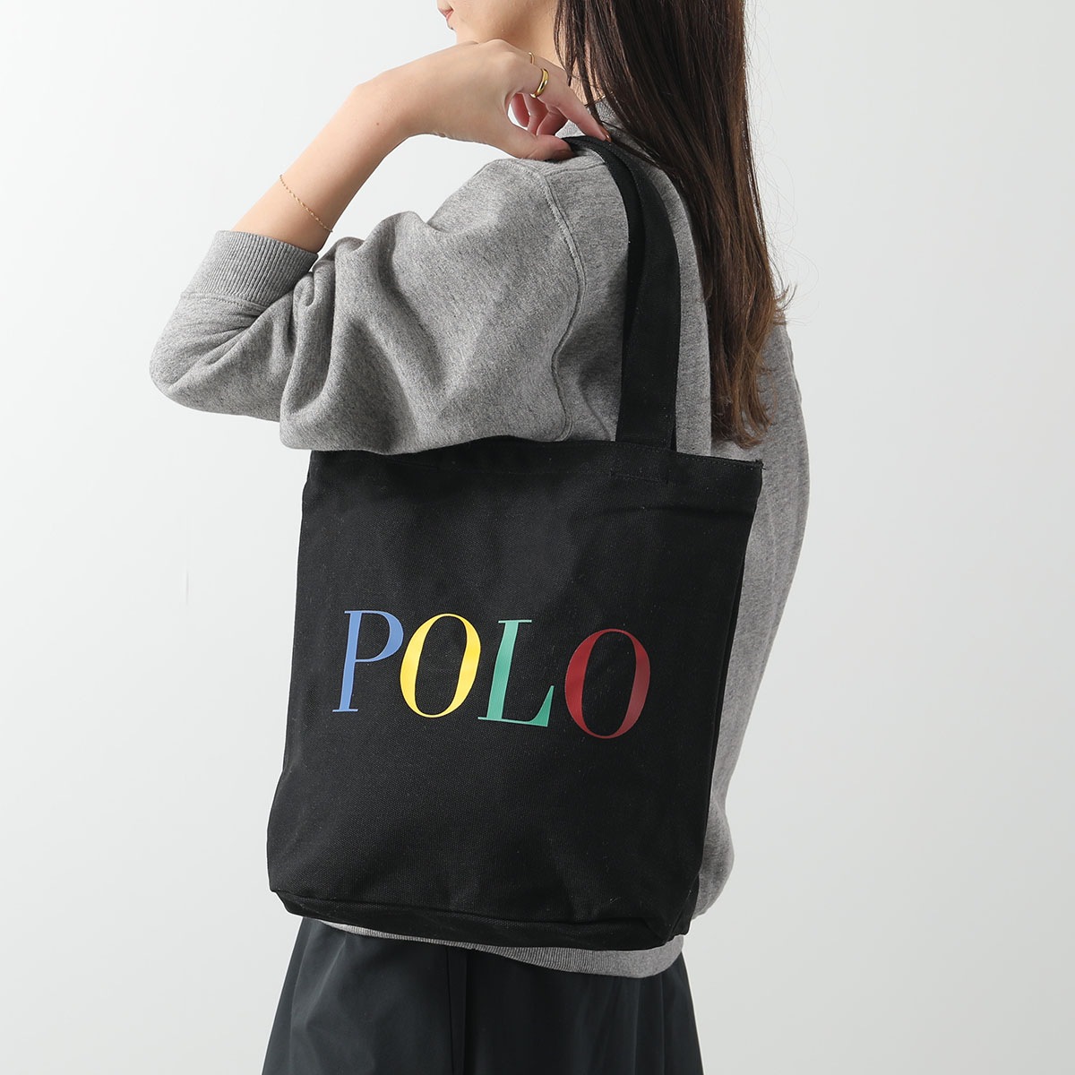 Polo Ralph Lauren ポロラルフローレン トートバッグ 9AR020 レディース ロゴ コットンキャンバス 鞄 G9O/POLO-BLACK
