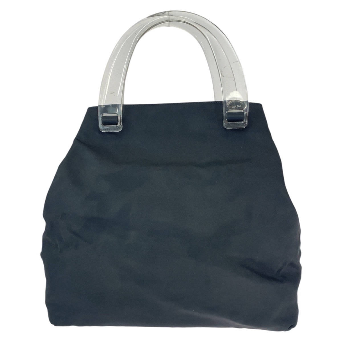 美品 テスート 三角ロゴプレート ブラック 黒 シルバー金具 ナイロン/プラスチック トートバッグ ハンドバッグ レディース 502899