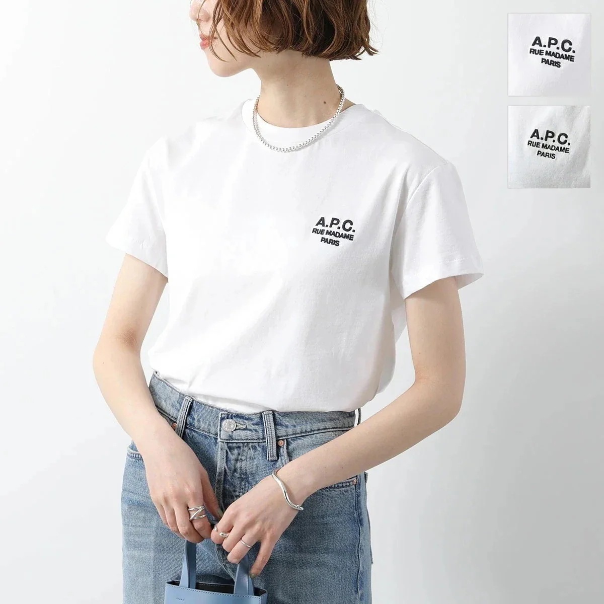 APC A.P.C. アーペーセー Tシャツ Boxy Rue Madame COHBM F26389 レディース 半袖 カットソー コットン ロゴ 刺繍 クル