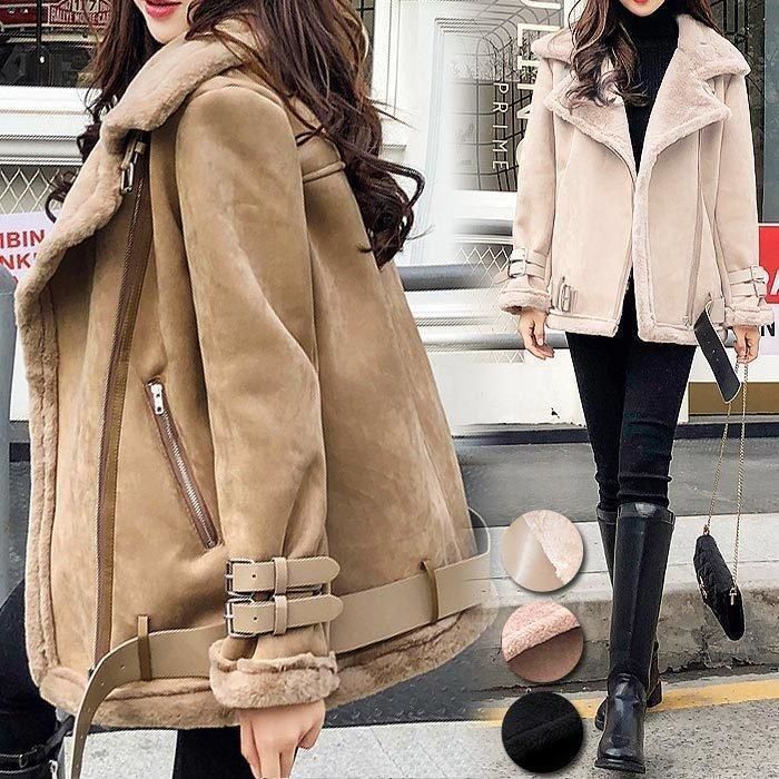 【激安急速出荷】ムートンコート レディース コート 長袖 ボアコート ライダース アウター 切り替え もこもこ 防寒 カジュアル 暖かい 軽量 秋冬