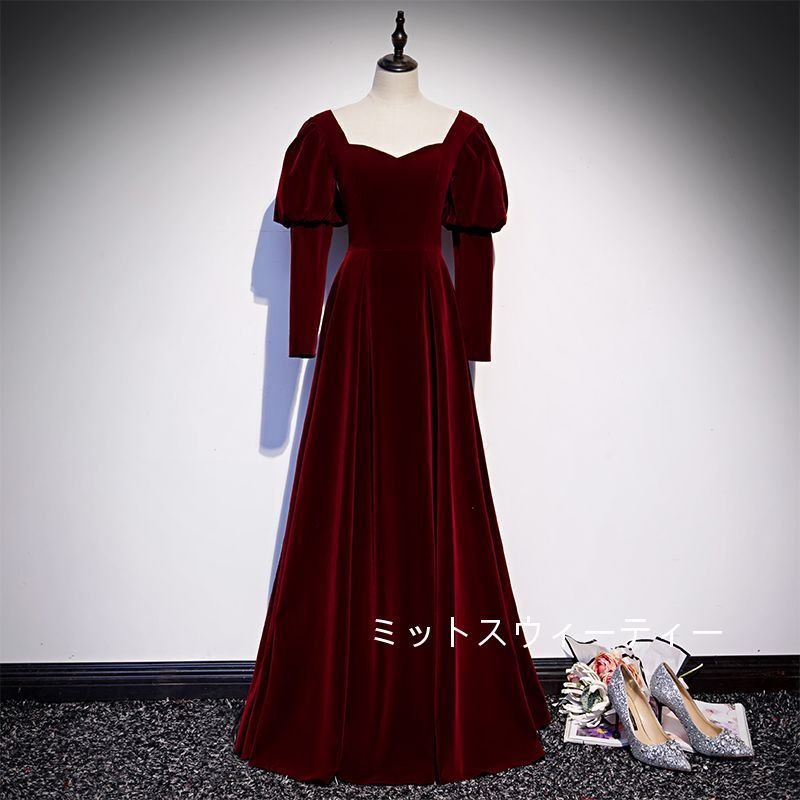 Aラインドレス ロング カラードレス 安い パーティードレス 結婚式 イブニングドレス 二次会 披露
