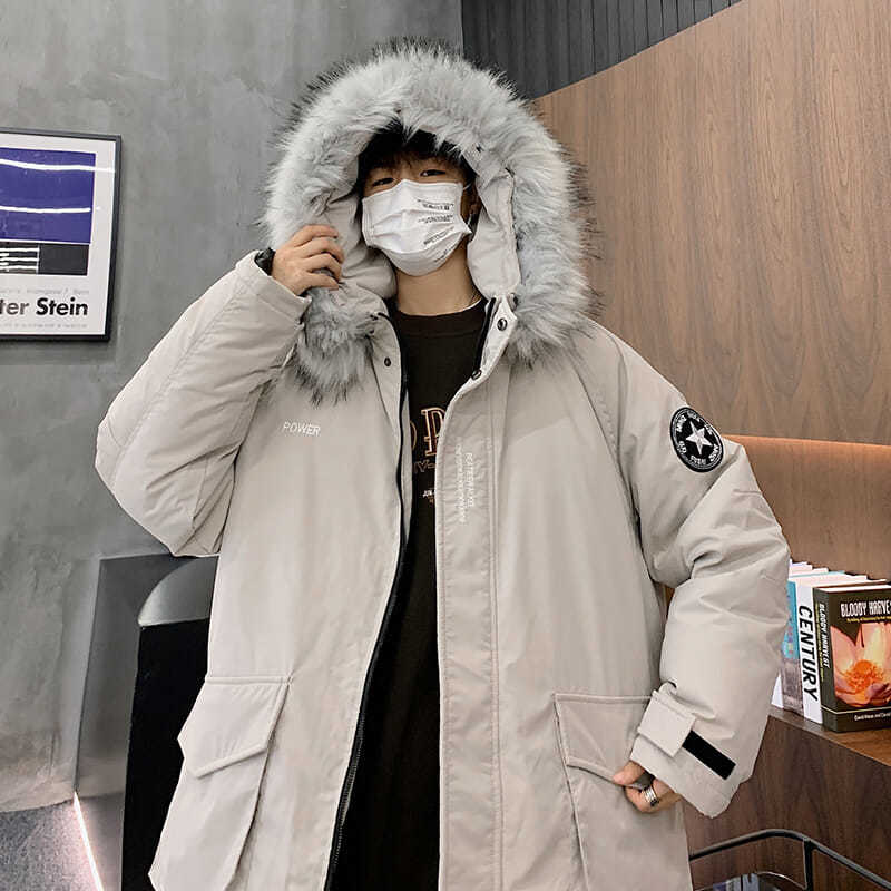 港風 ゆったり ファーカラー ウォーム 防寒 フード付き ダウンコート おしゃれ 流行り カジュアル 厚手 ジャケット コットンジャケット 男女兼用