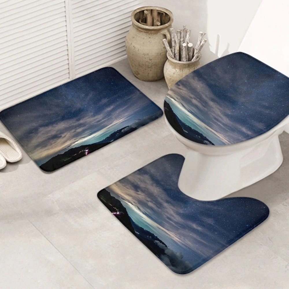 早くを選んで3ピースバスラグセット dark-sky-stars-nigt-outdoors お手入れが簡単 ノンスリップ 耐久性