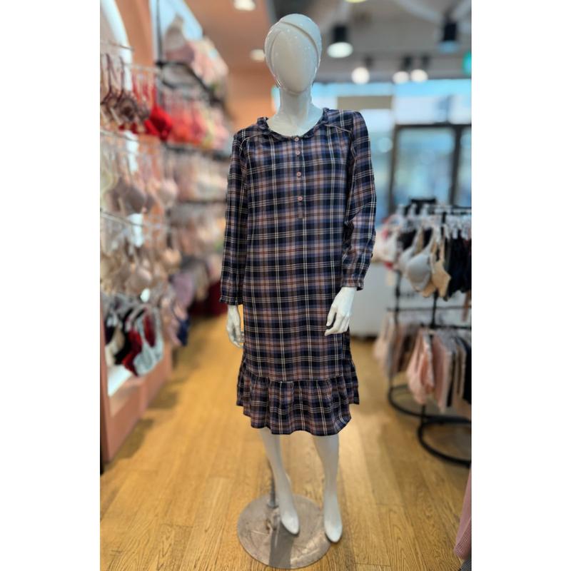 [坡州店] ノーカラー綿混紡起毛女性ワンピースホームウェアGW8870A