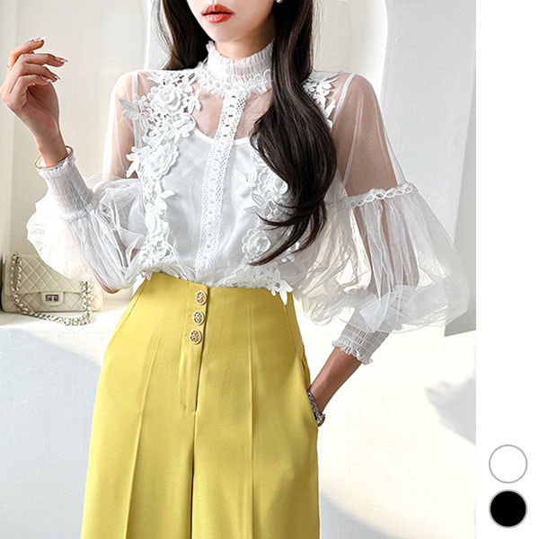 ブラウス レディース トップス シースルー セクシー レース シアー 透け感 長袖 キャミソールセット おしゃれ 春 夏 韓国 to27203 5,609円