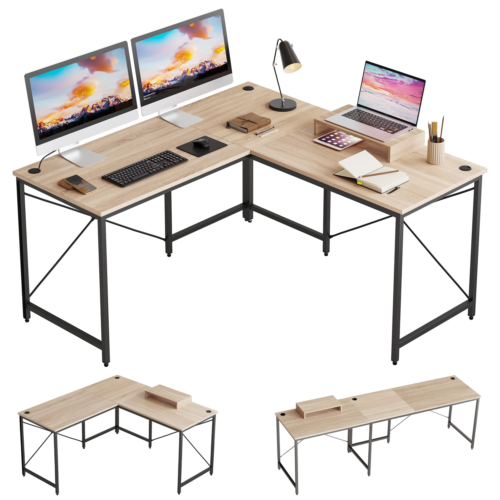 字デスク パソコンデスク 幅150cm×奥行150cm ゲーミングデスク L字型 机 pcデスク コーナーデスク オフィスデスク 作業机 在宅勤務 書斎 おしゃれ 一人暮らし オー 90970