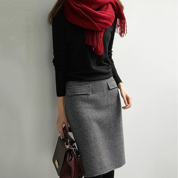 スカート フレンチスクエア スカート ボトムス ロングスカート コクーンスカート ニットスカート 膝丈 ひざ丈 膝下 ロング ロング丈 スリム ストレート Iライン スマート スリット バックスリット