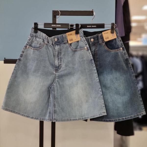 HC21 女性 インバンド クール 5分 ワイド スパン デニム ショートパンツ NQM307 (49635958)