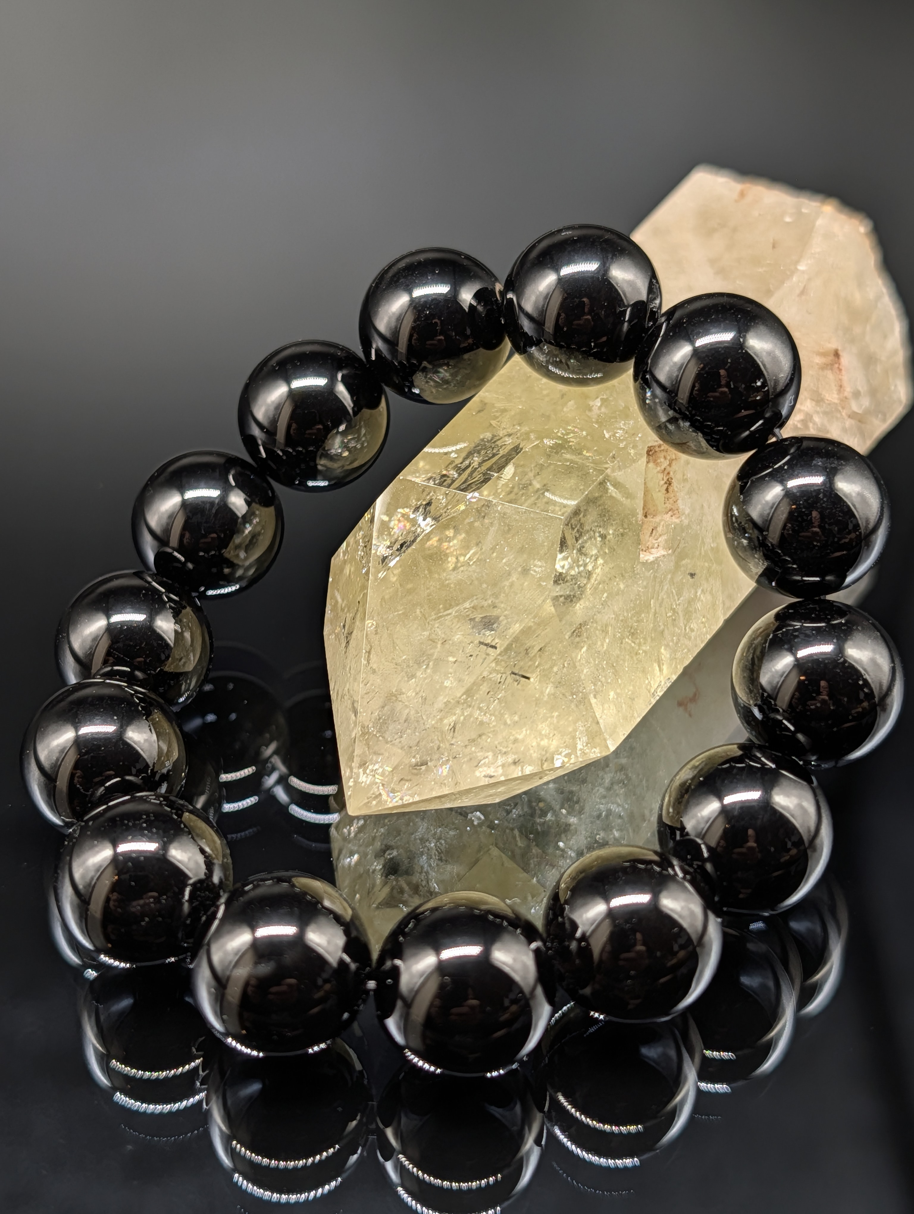 最高品質 鑑別済み 最強守護 モリオン 黒水晶 16mm ブレスレット