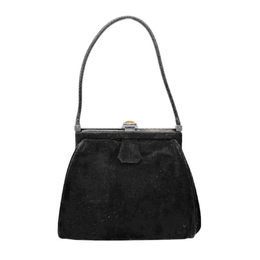 エルメス HERMES ハンドバッグ スエード ブラック/オレンジ レディース n0727