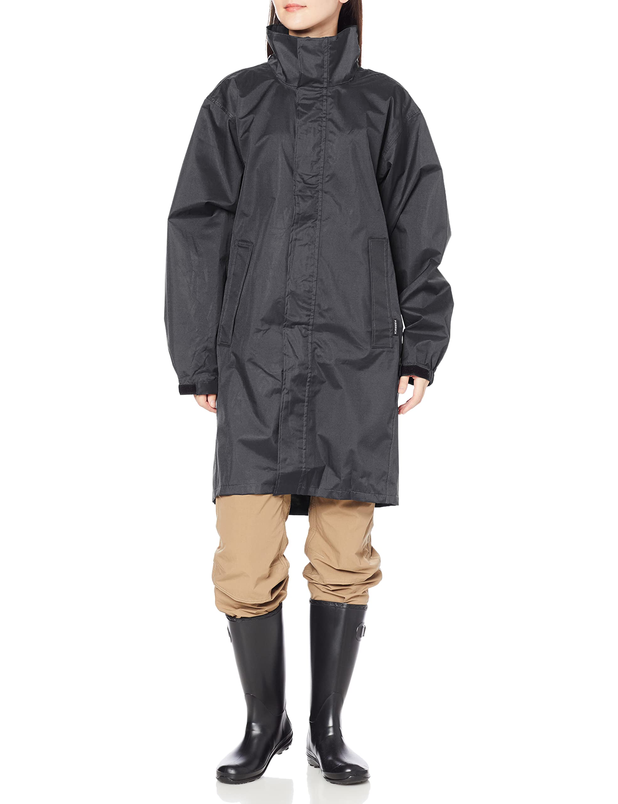 ピラルク 通勤 通学用 透湿防水レインコート リュック対応 視界良好回るフード バックインコート チャコール L