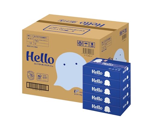 【ケース販売】ユニバーサル・ペーパー コンパクトボックスティシュ 150組(300枚) 5個/パック x 12パック入 8172