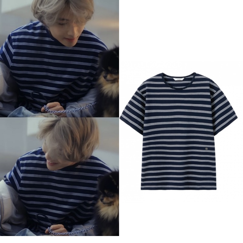 【BTS Vテテ Love me again MV着用】【当店特典付き】MOONSUN UNISEX Marine Stripe Ringer T