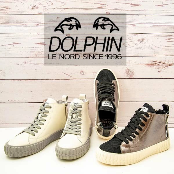 DOLPHIN ドルフィン 3005 レディース ハイカットスニーカー 本革 ハラコ 内側ファスナーレースアップ 新作 厚底 楽 お洒落 かわいい 可愛い ブラックメタリック グレー /RB/MR