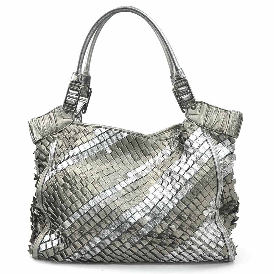 バーバリー BURBERRY ショルダーバッグ レザー メタリックグレー メンズ h31402a