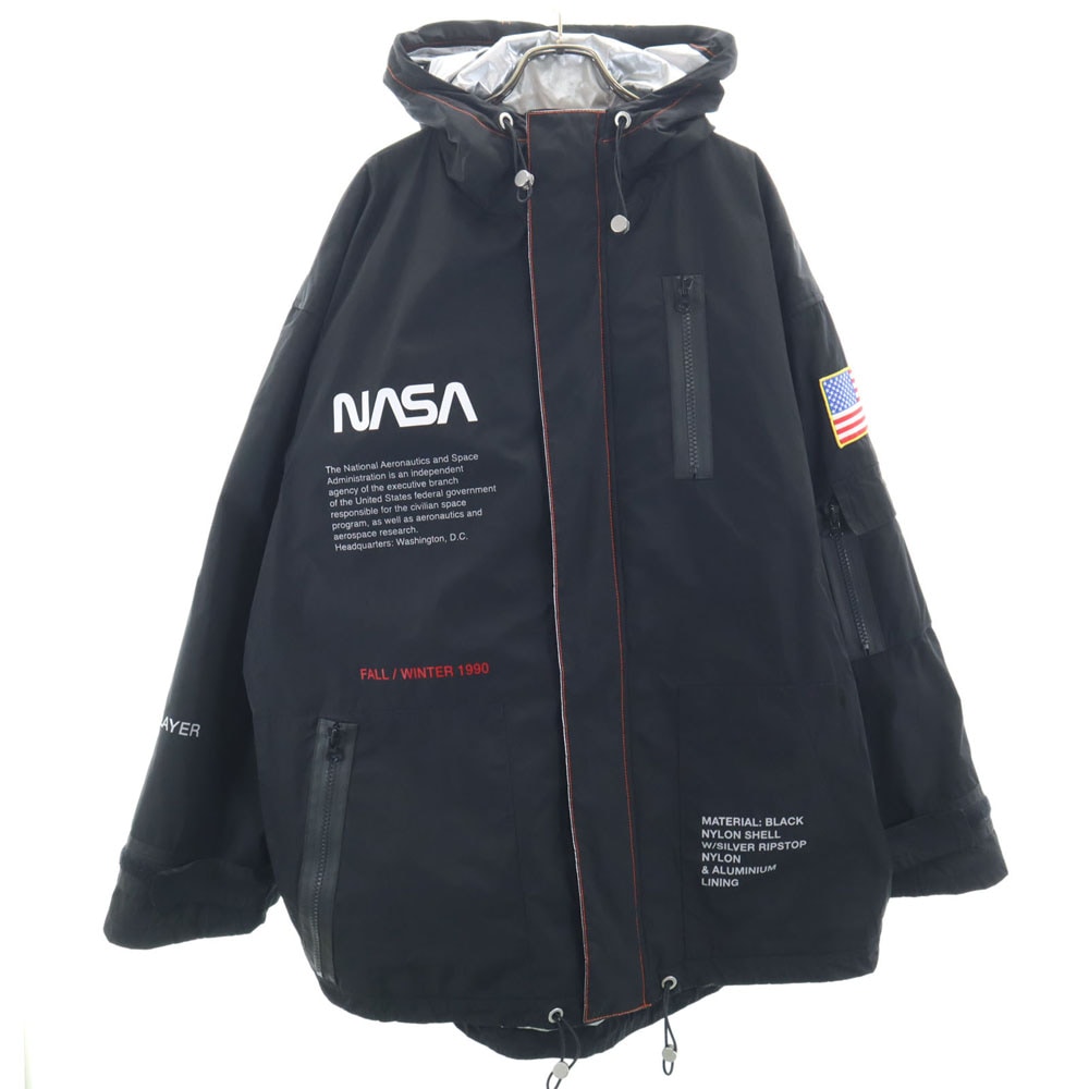 HERON PRESTON ヘロンプレストン イタリア製 NASA ジップアップ ブルゾン CA ブラック フーディー メンズ 古着