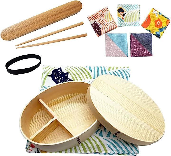 曲げわっぱ 弁当箱 700ml 白 選べる風呂敷 フルセット ねこととり グリーン( 白フルセット　ねこととり（みどり）)