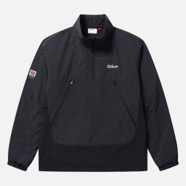 長袖Tシャツ JQS W243001GJA92-BLK オクタ裏地ウーブンハーフジップ