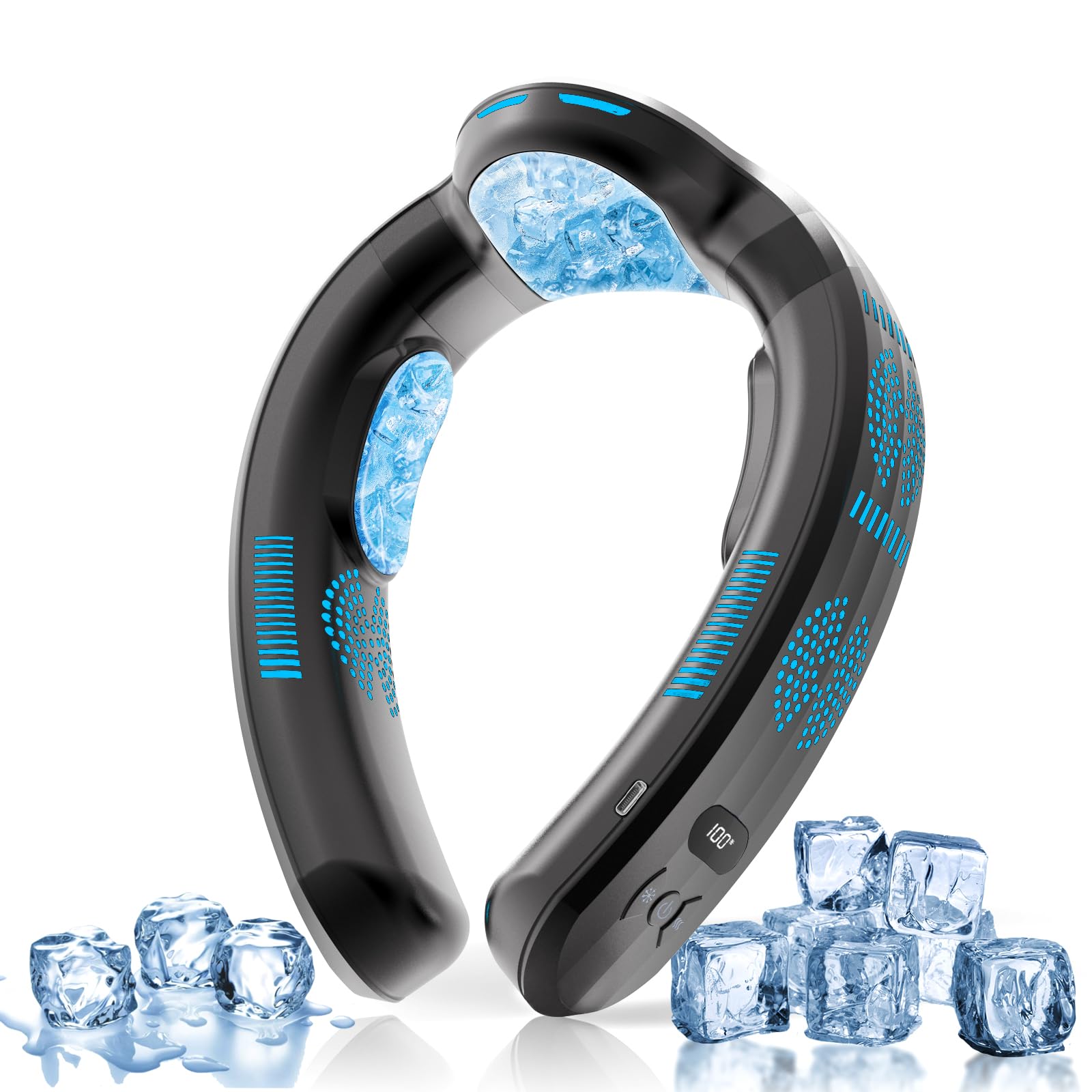 首掛け扇風機 ネッククーラー RUSEPIN【2025年夏新型・超長冷感プレート】ネックファン 冷却プレート ３段階冷却＆3段階風量調整 超強上下送風 10000mAh大容量バッテリー Type-C急