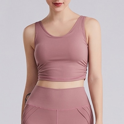 トップス タンクトップ ショート丈 トレーニングウエア フィットネスウエア タイト インナー パッド付き ラウンドネック かわいい 大人可愛い きれいめ シンプル 上品 おしゃれ かっこいい レトロ