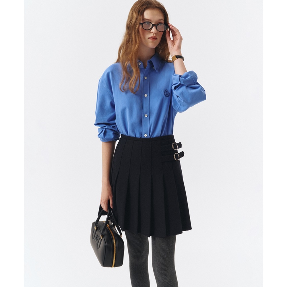 DUNST FOR Women ユニセックス クラシック ボーイフレンド シャツ ブルー_UDSH3C103B2